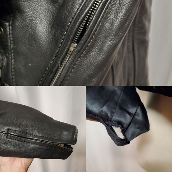 Vintage 90s y2k Hudson Leather Black Armored Moto Motorcycle Racing Jacket Large - Picture 9 of 11